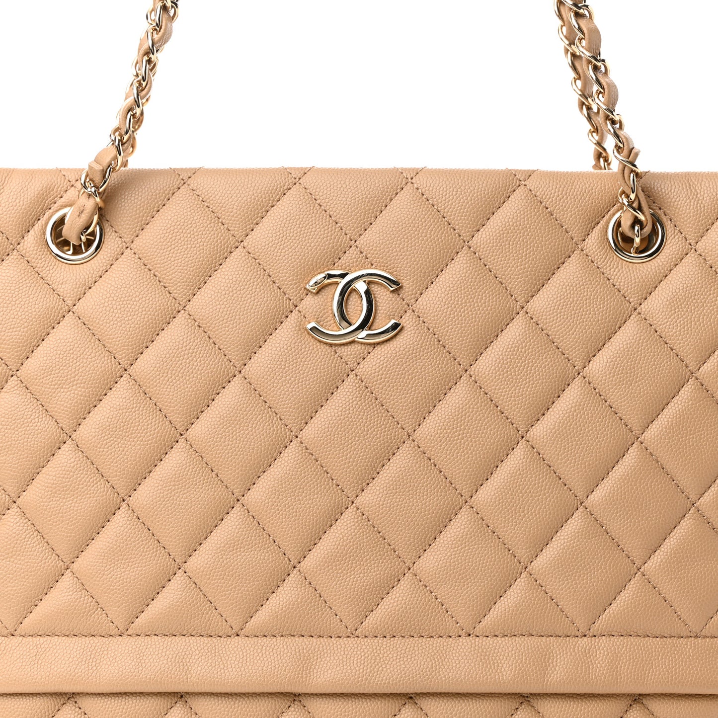 Caviar Quilted Rolled Up Tote Beige