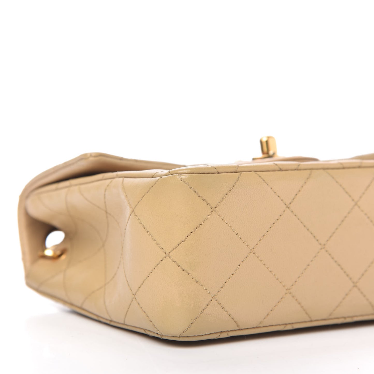 Lambskin Quilted Mini Square Flap Beige