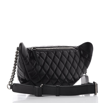 Chanel Lambskin Quilted Banane Waist Bag Fanny Pack Black 3 of 12