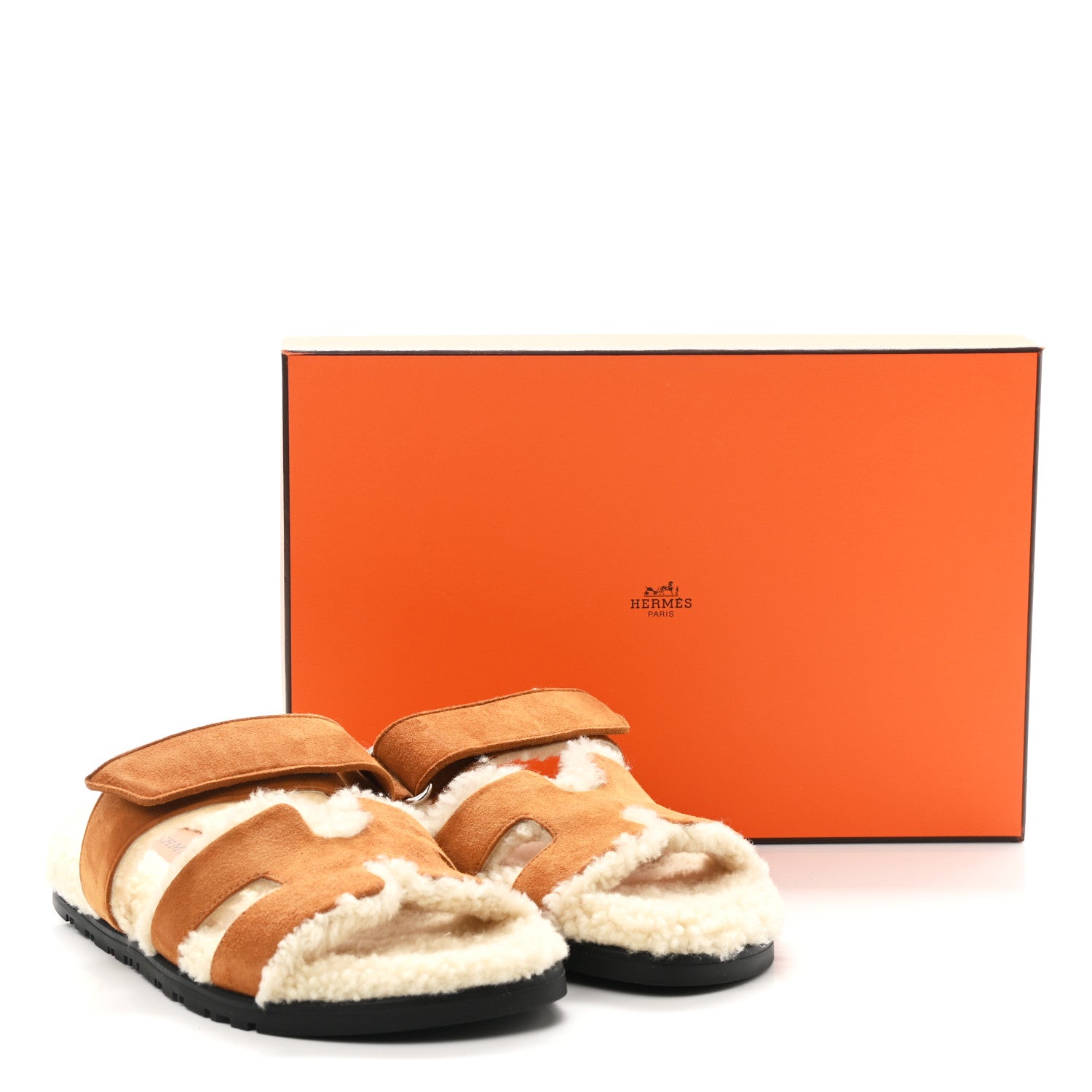 Hermes Suede Goatskin Woolskin Womens Chypre Sandals 36 Naturel Ecru 8 of 8