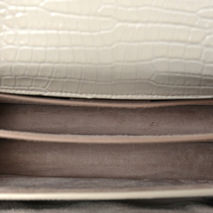 Saint Laurent Calfskin Crocodile Embossed Medium Monogram Sunset Blanc Vintage 5 of 9