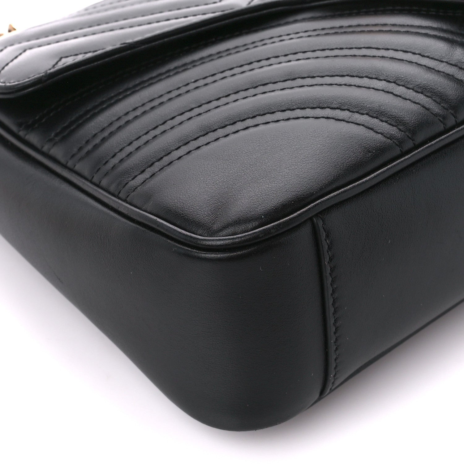 Gucci Calfskin Matelasse Medium GG Marmont Shoulder Bag Black 10 of 11