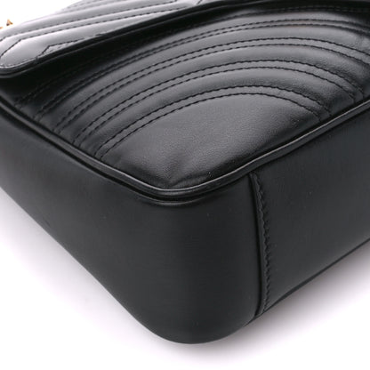Gucci Calfskin Matelasse Medium GG Marmont Shoulder Bag Black 10 of 11