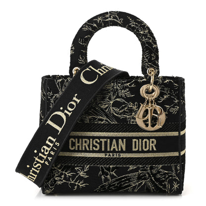 Christian Dior Toile de Jouy Embroidered Medium Lady D-Lite Black 1 of 9