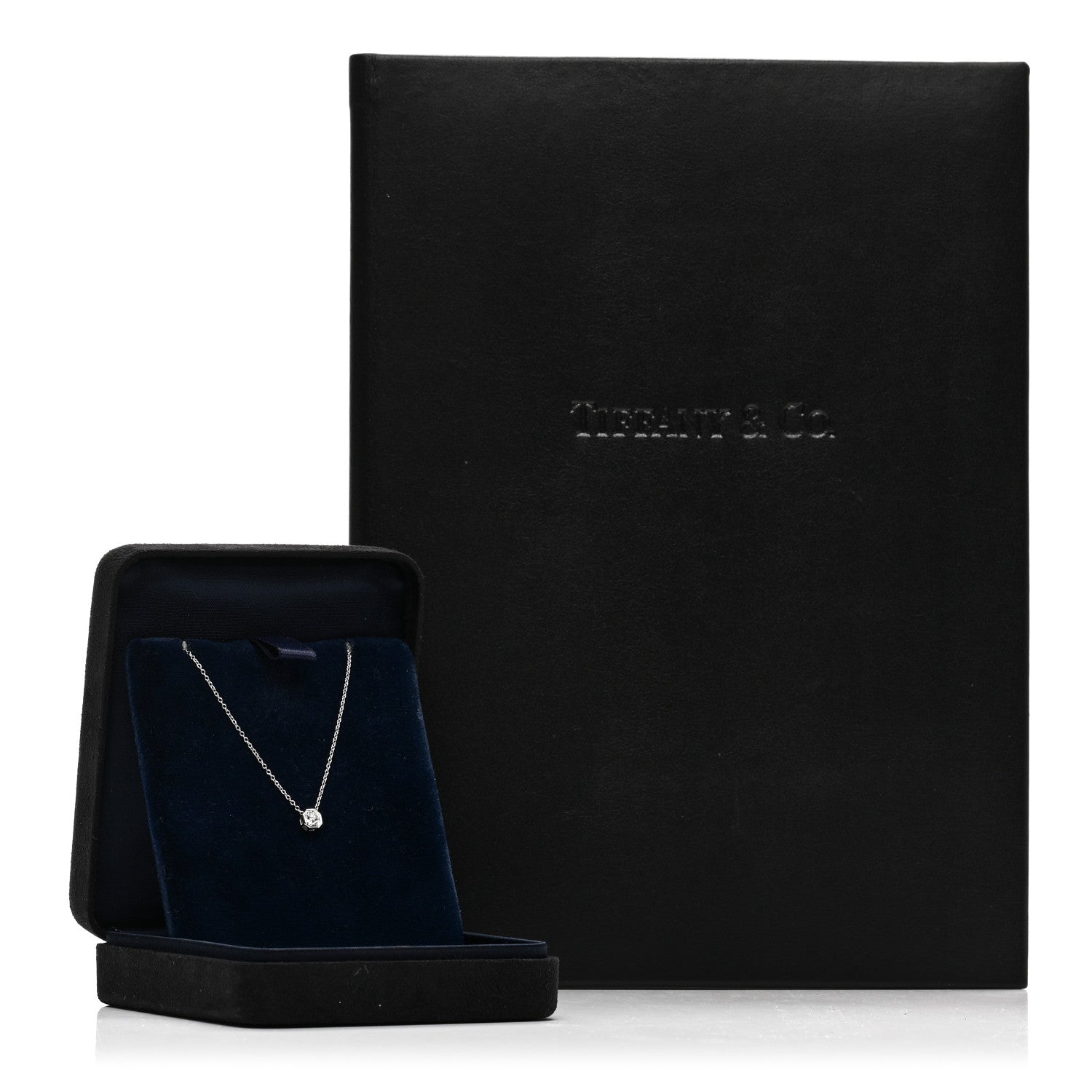 Tiffany Platinum Diamond .34ct Lucida Bezel Pendant Necklace 5 of 5