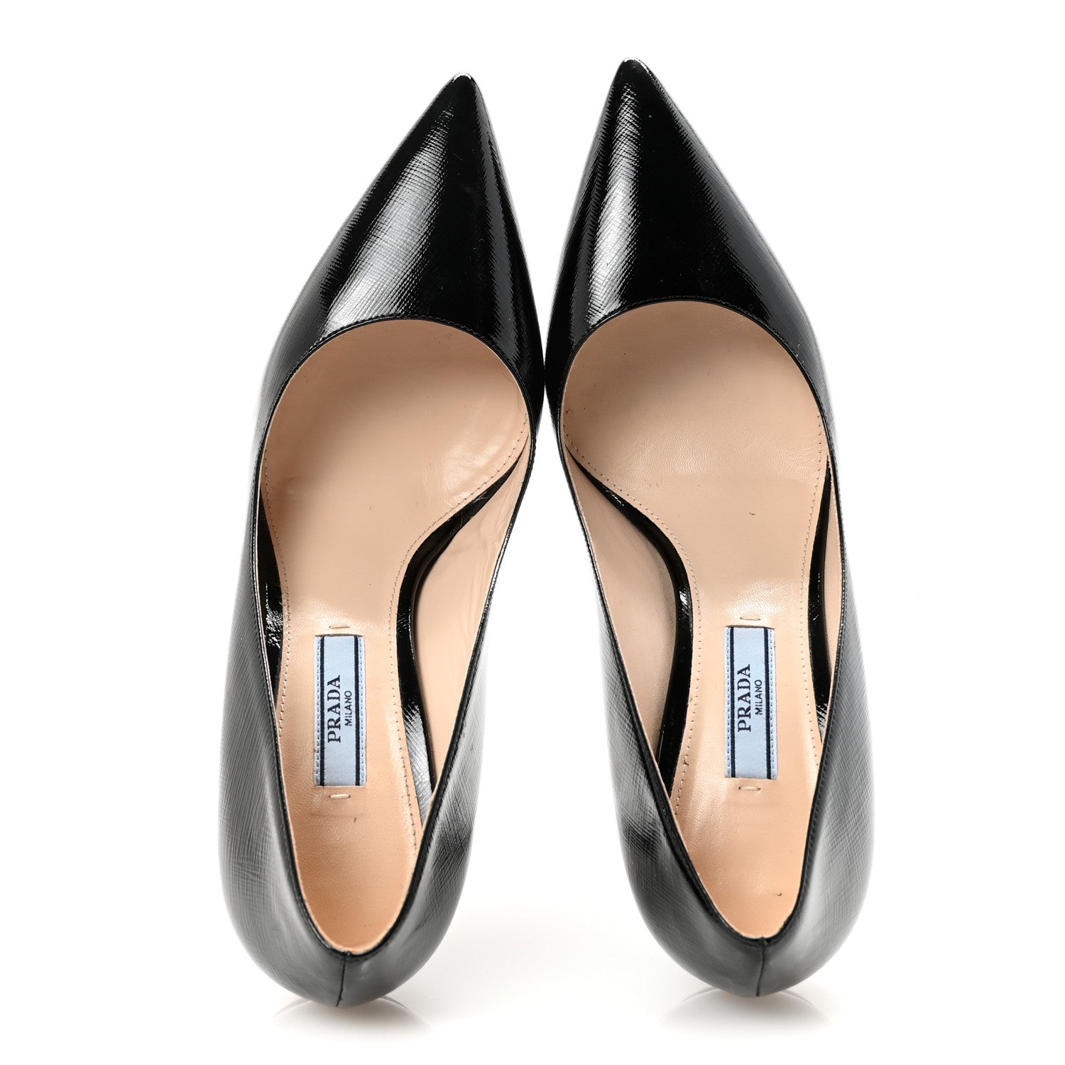 Prada Saffiano Patent Pumps 38 Black 2 of 8