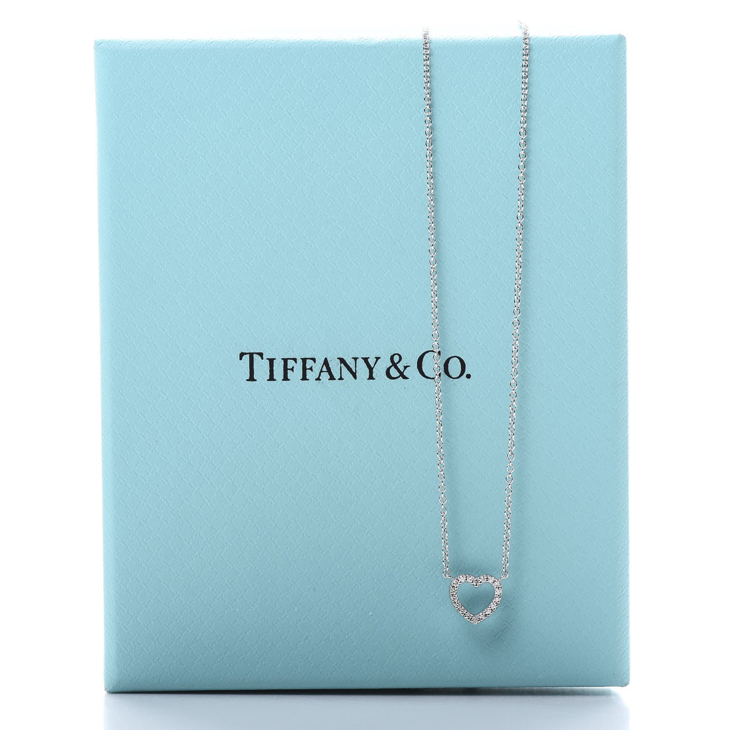 Tiffany 18K White Gold Diamond Metro Heart Pendant Necklace 6 of 6