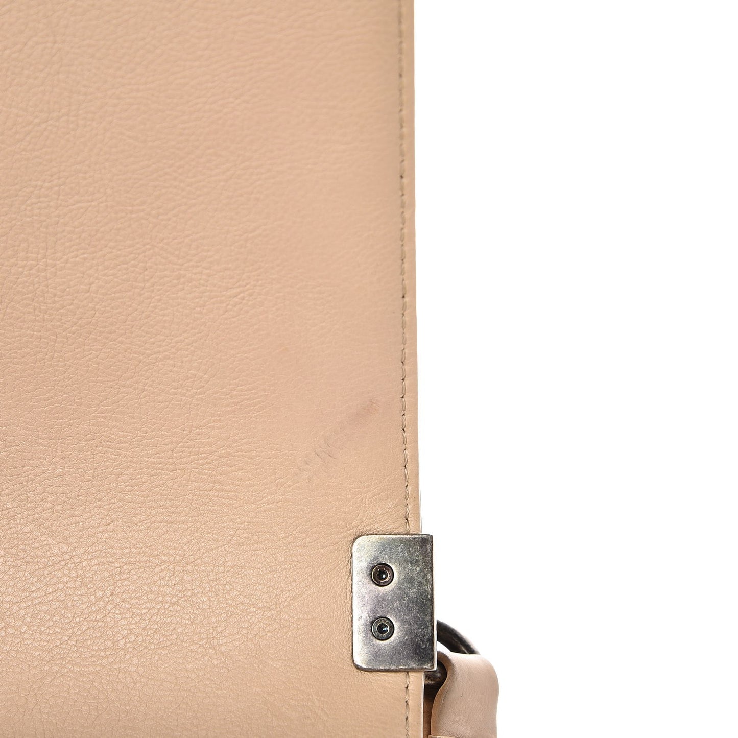 Calfskin Quilted Double Stitch New Medium Boy Flap Beige