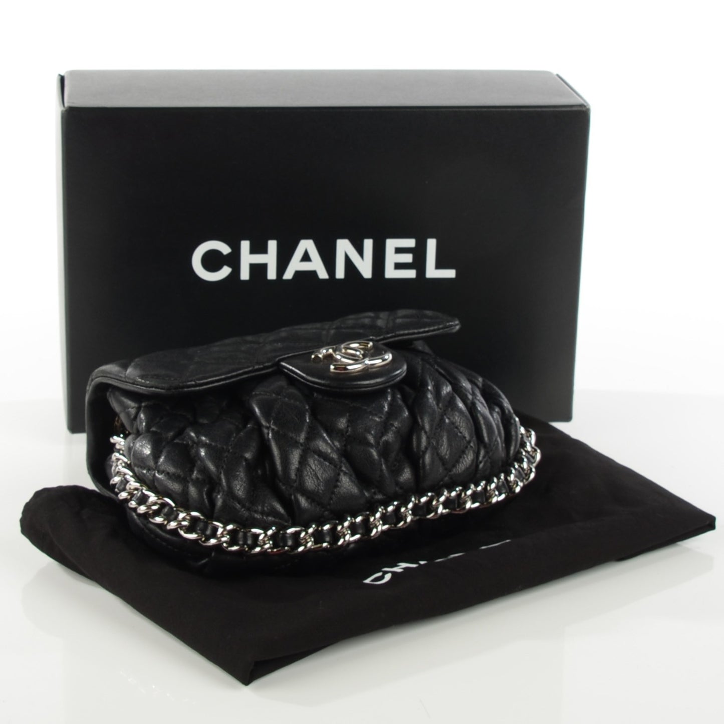 Washed Lambskin Mini Chain Around Messenger Black