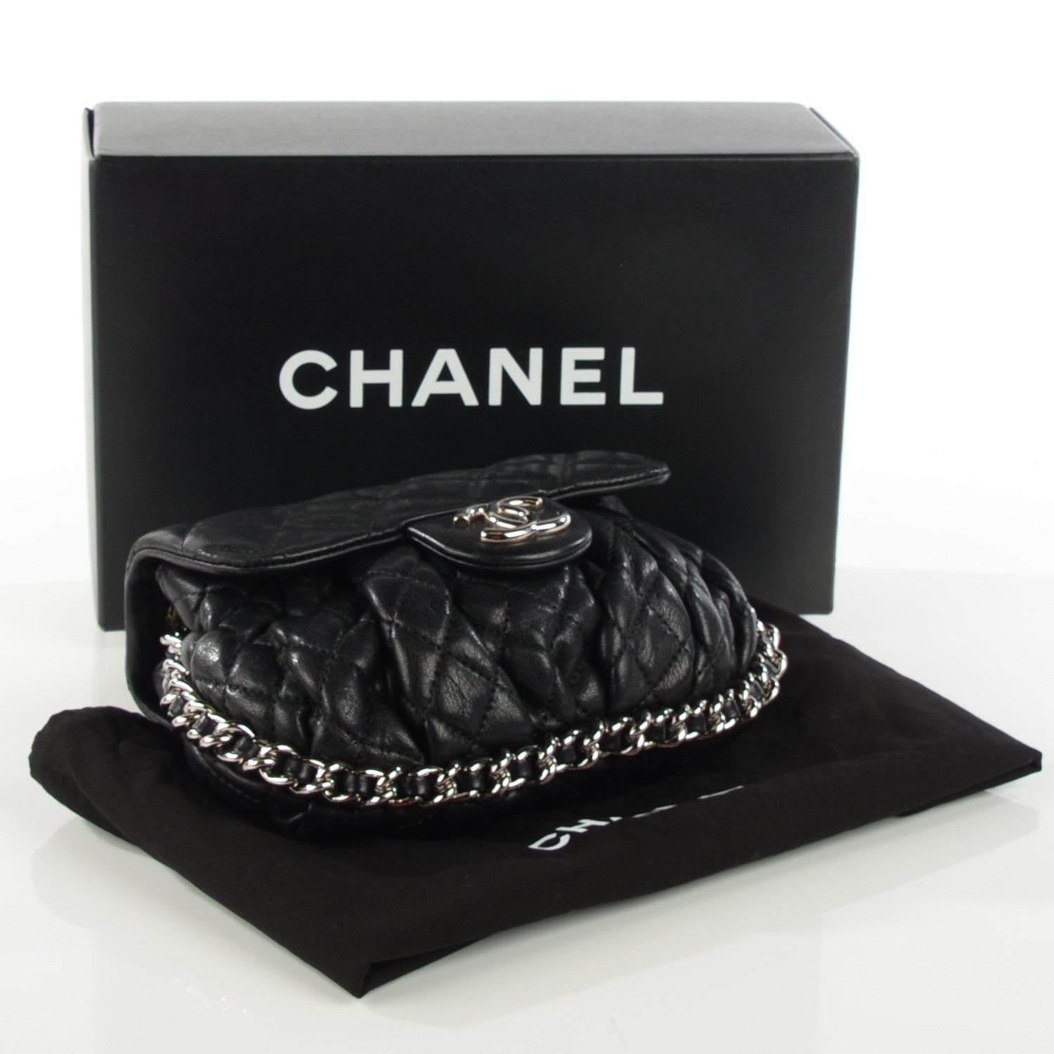 Chanel Washed Lambskin Mini Chain Around Messenger Black 4 of 8