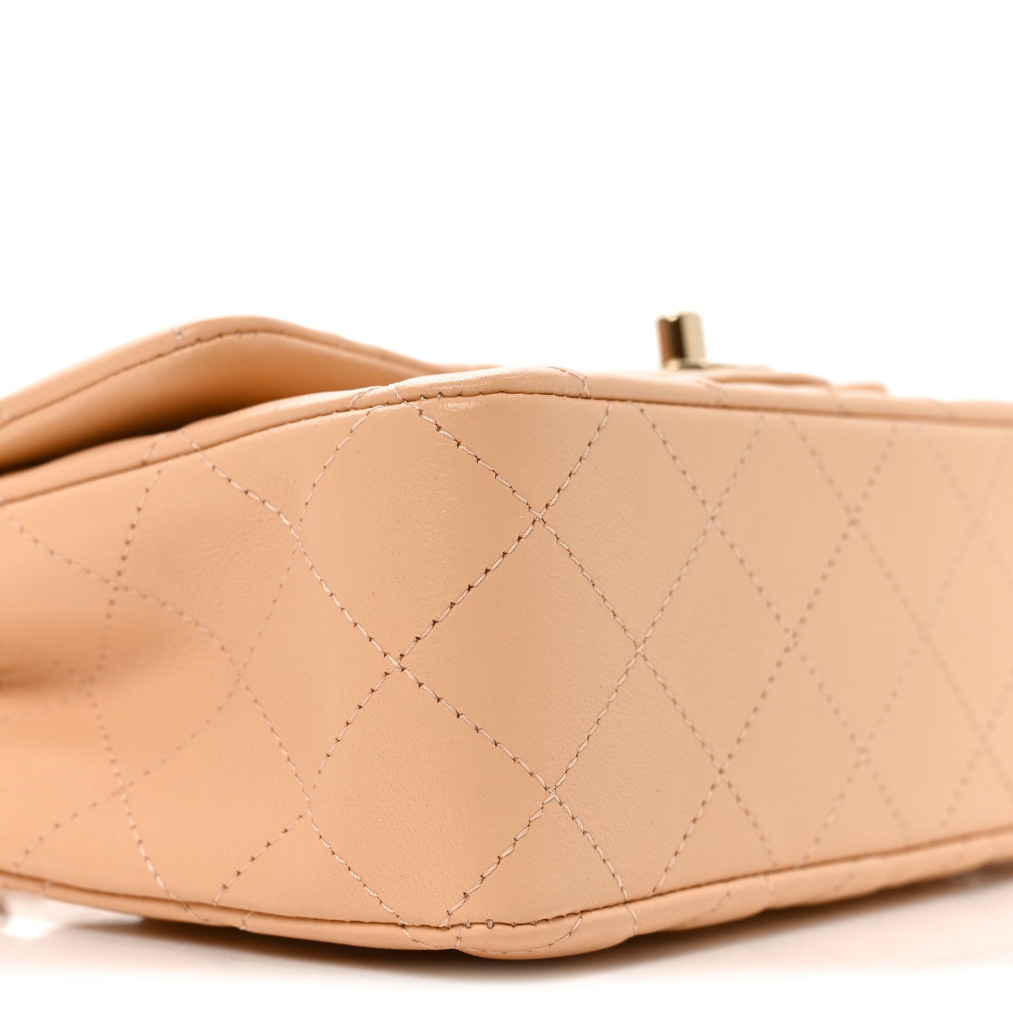 Lambskin Quilted Mini Rectangular Flap Beige