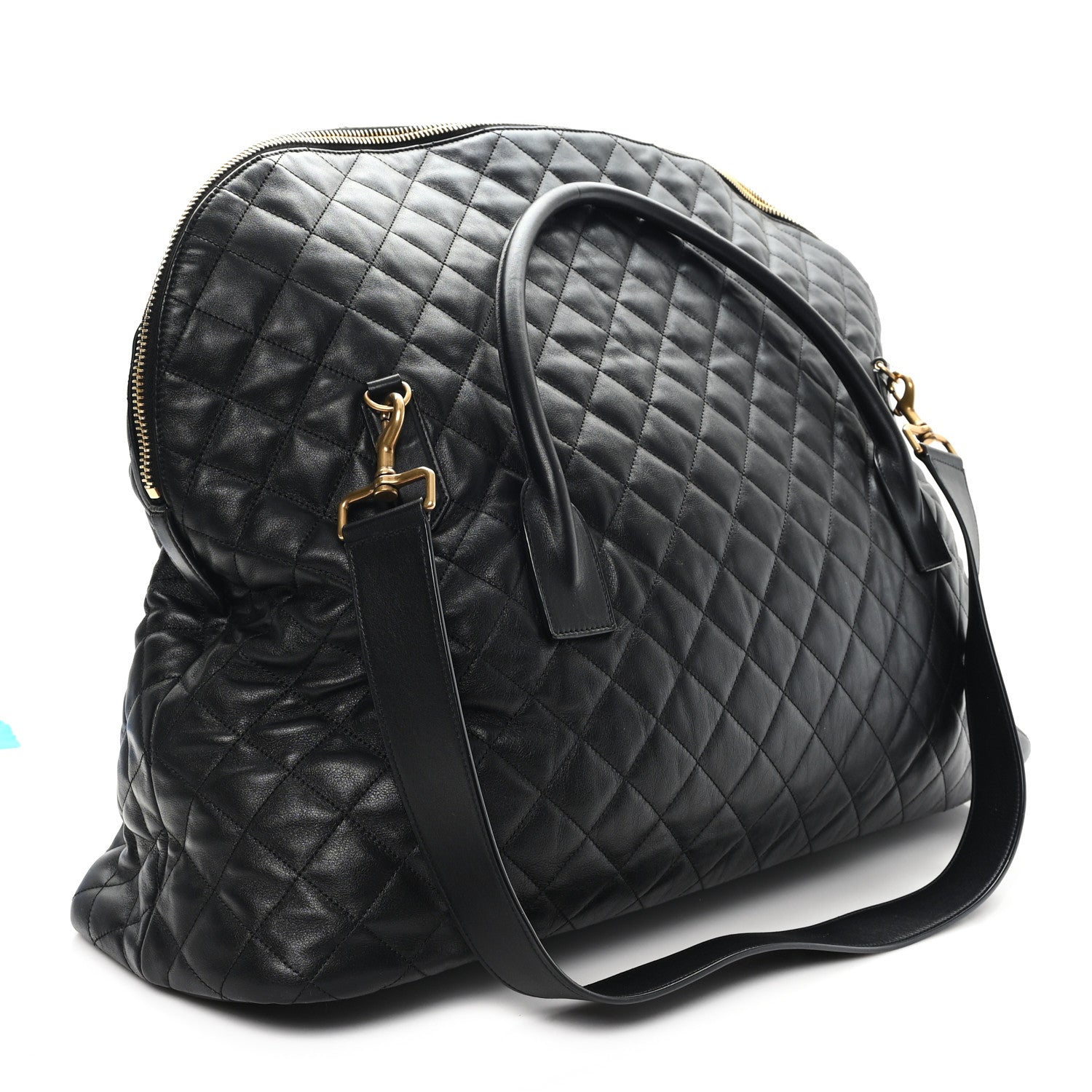 Saint Laurent Calfskin Quilted ES Giant Travel Bag Black 2 of 10