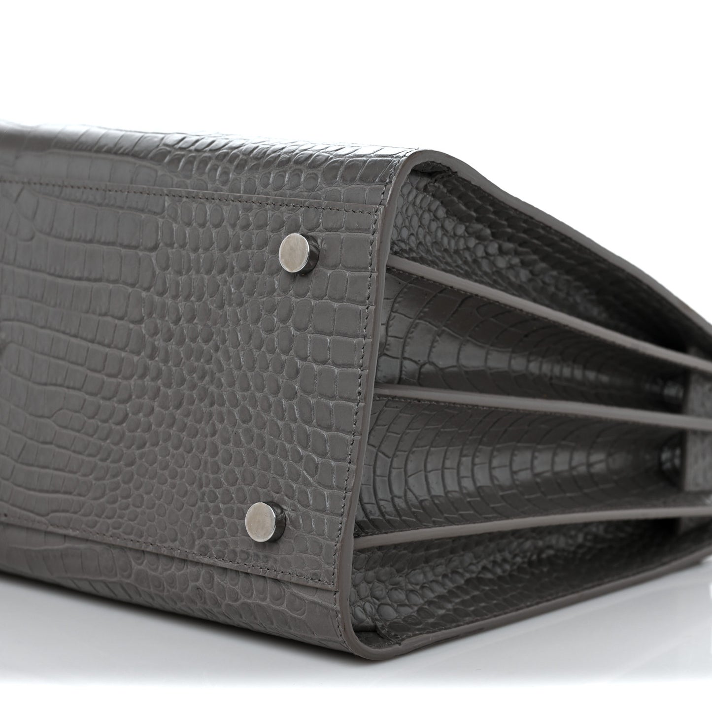 Crocodile Embossed Small Sac De Jour Asphalt