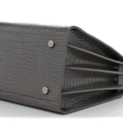 Saint Laurent Crocodile Embossed Small Sac De Jour Asphalt 10 of 13