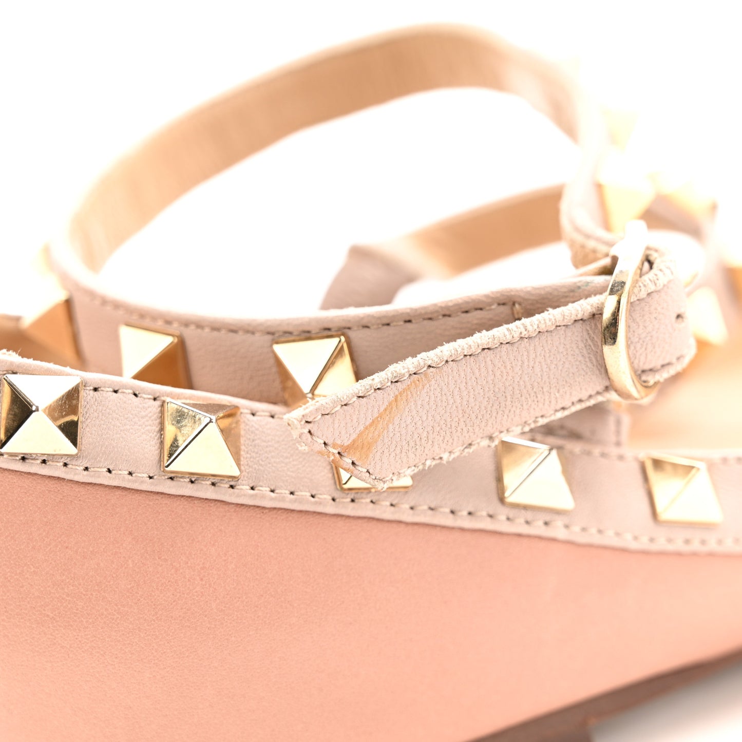 Calfskin Nappa Rockstud Cage Ballerina Flats 38 Grey Pink Poudre