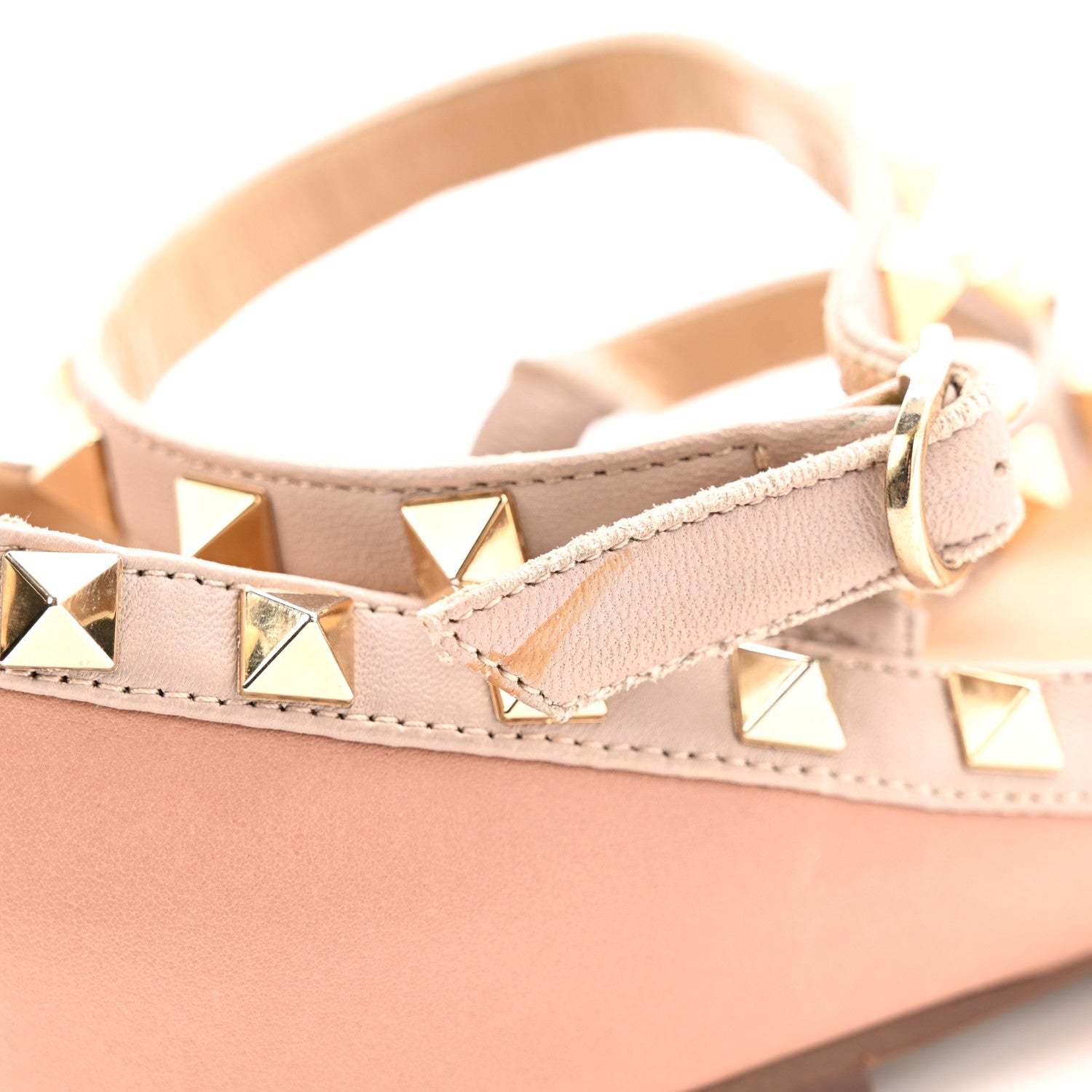 Valentino Garavani Calfskin Nappa Rockstud Cage Ballerina Flats 38 Grey Pink Poudre 14 of 15