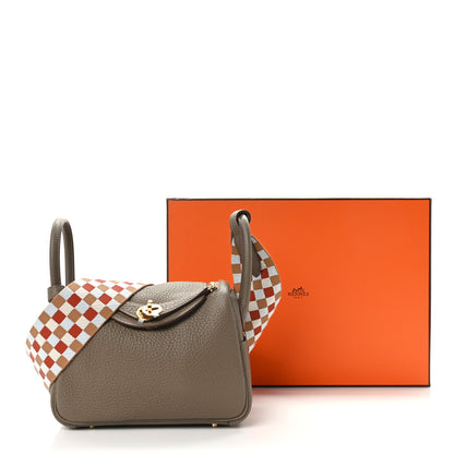 Hermes Taurillon Clemence Maxi Quadrille Mini Lindy 20 Etoupe Chai Nata Bleu Brume 13 of 13