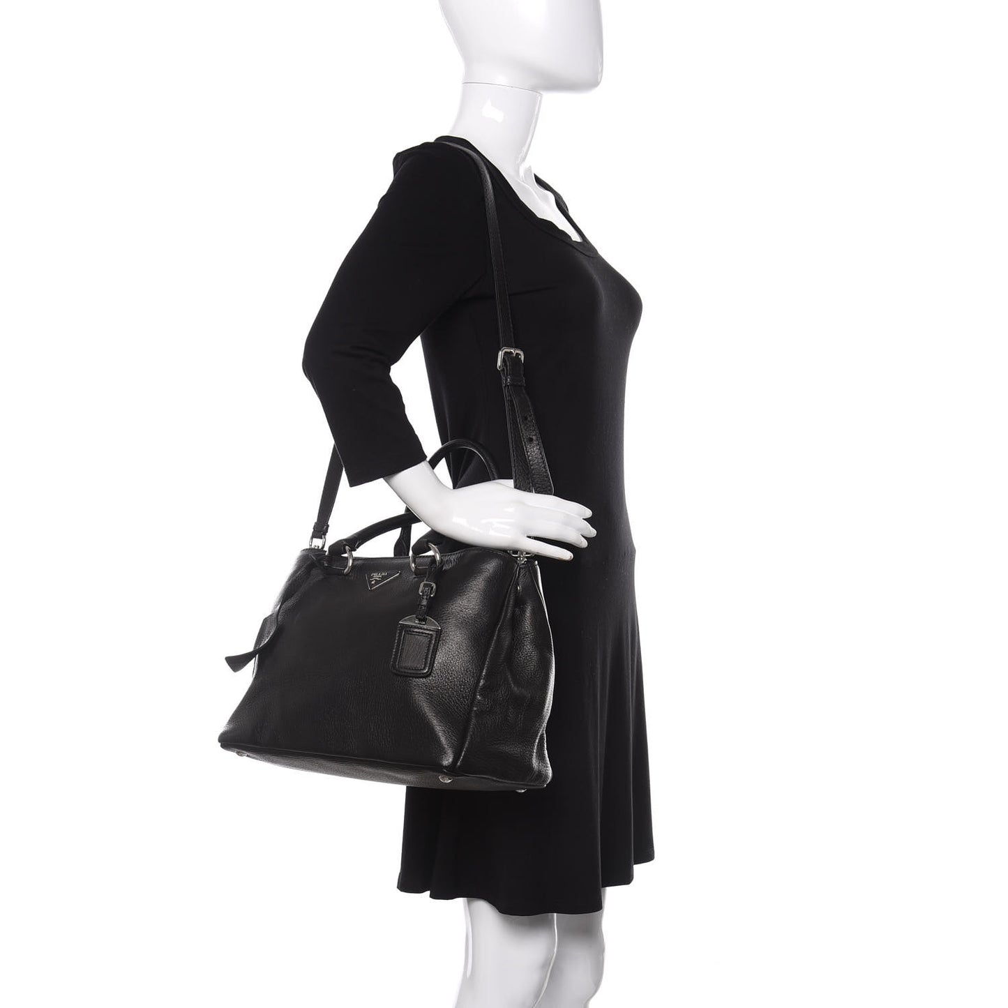 Cervo Deerskin Shopping Tote Black