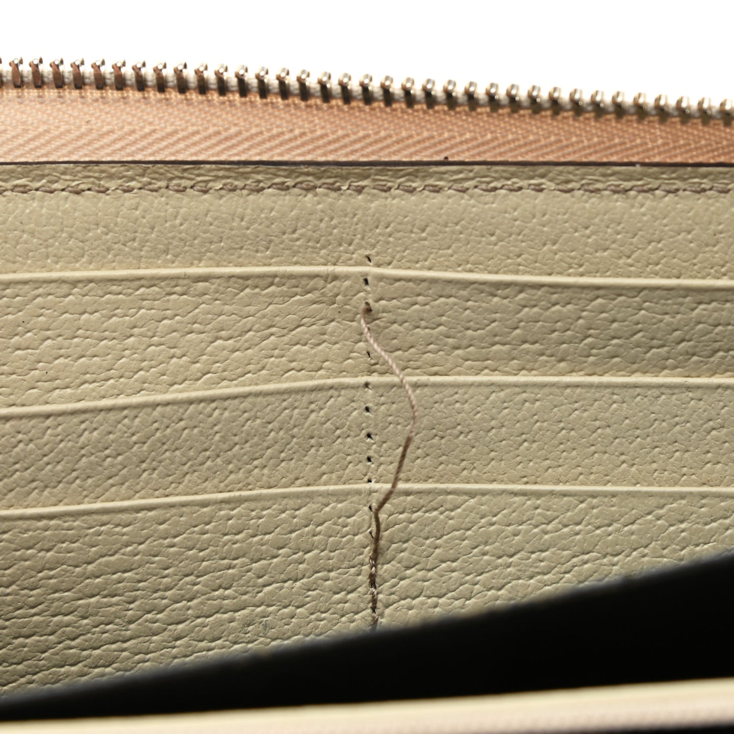 Monogram Metal Bar Zip Around Wallet Beige Ebony Off White