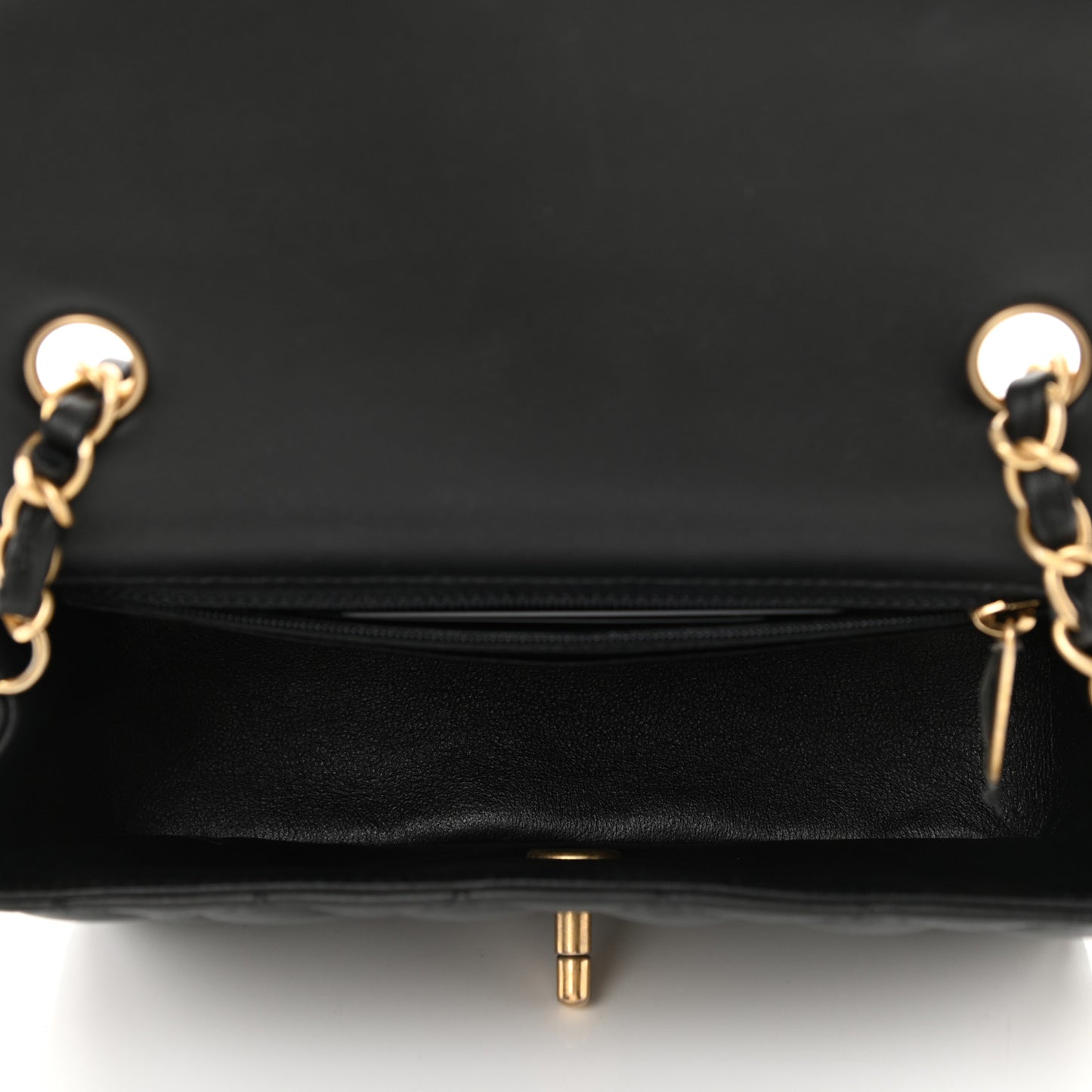 Lambskin Quilted Mini Rectangular Flap Black