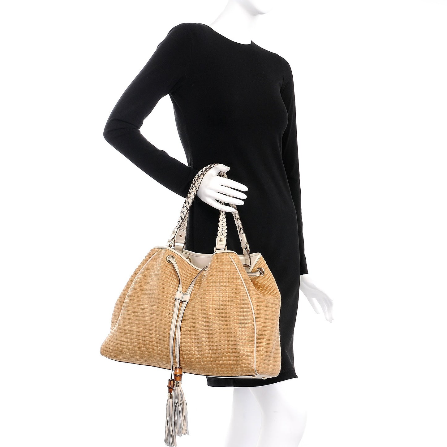 Straw Peggy Braided Tote Off White