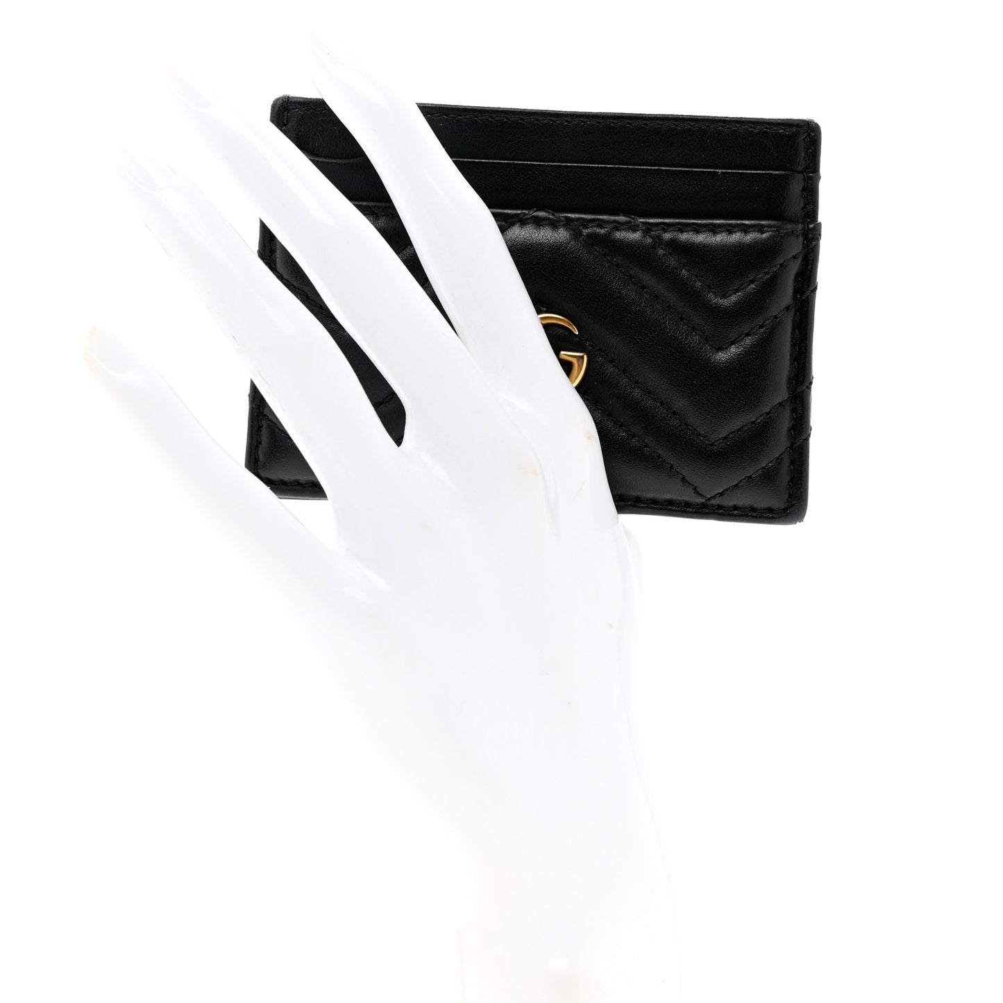 Calfskin Matelasse GG Marmont Card Holder Black