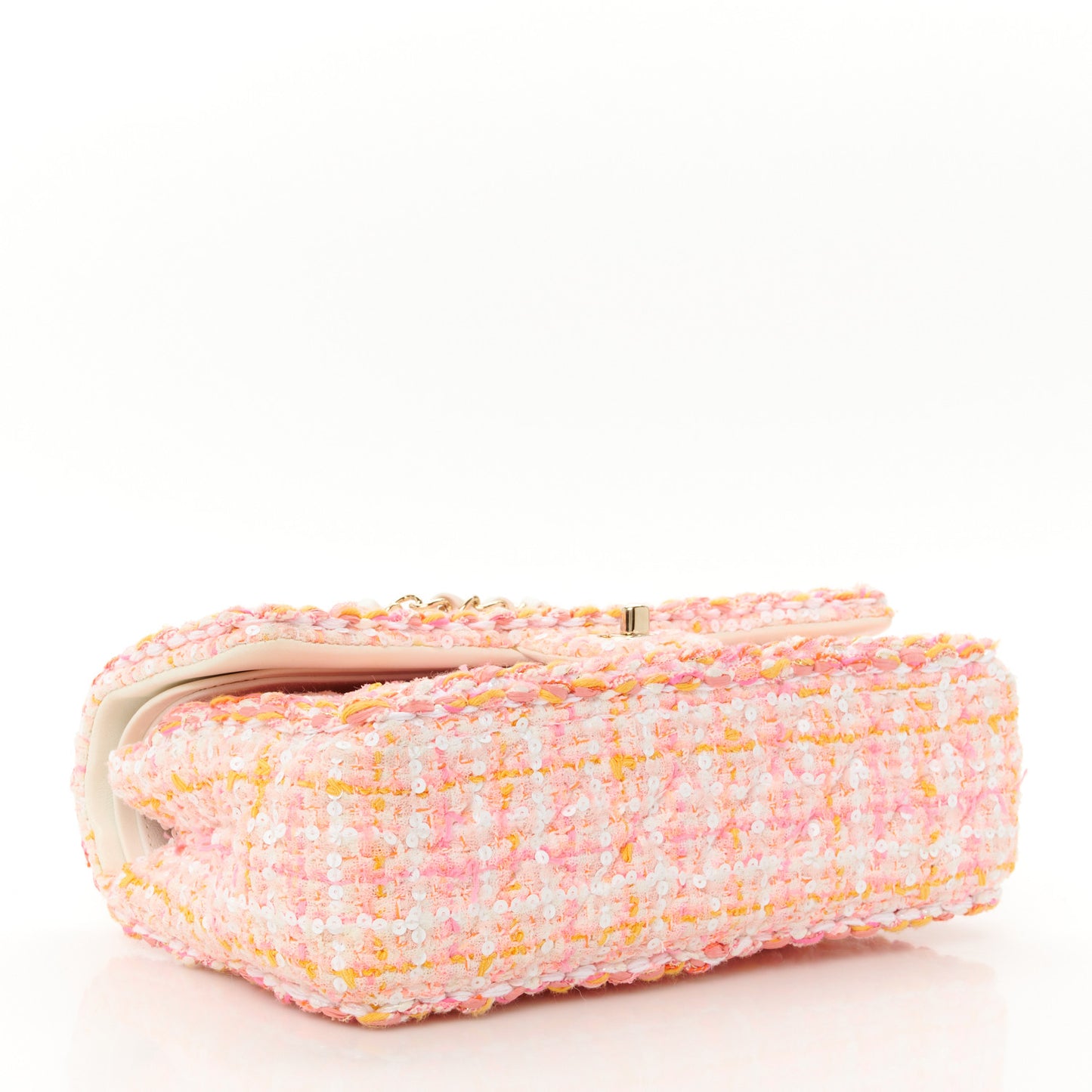 Tweed Braided Medium Flap Pink Orange