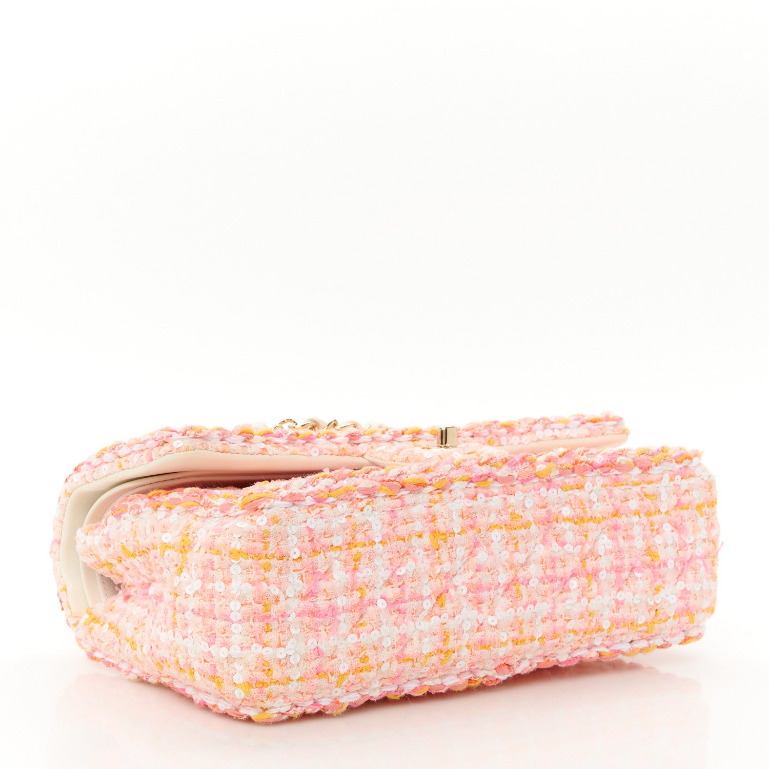 Chanel Tweed Braided Medium Flap Pink Orange 4 of 11