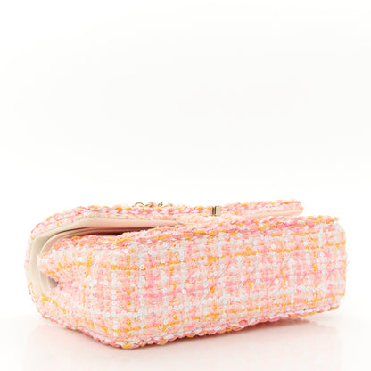 Chanel Tweed Braided Medium Flap Pink Orange 4 of 11
