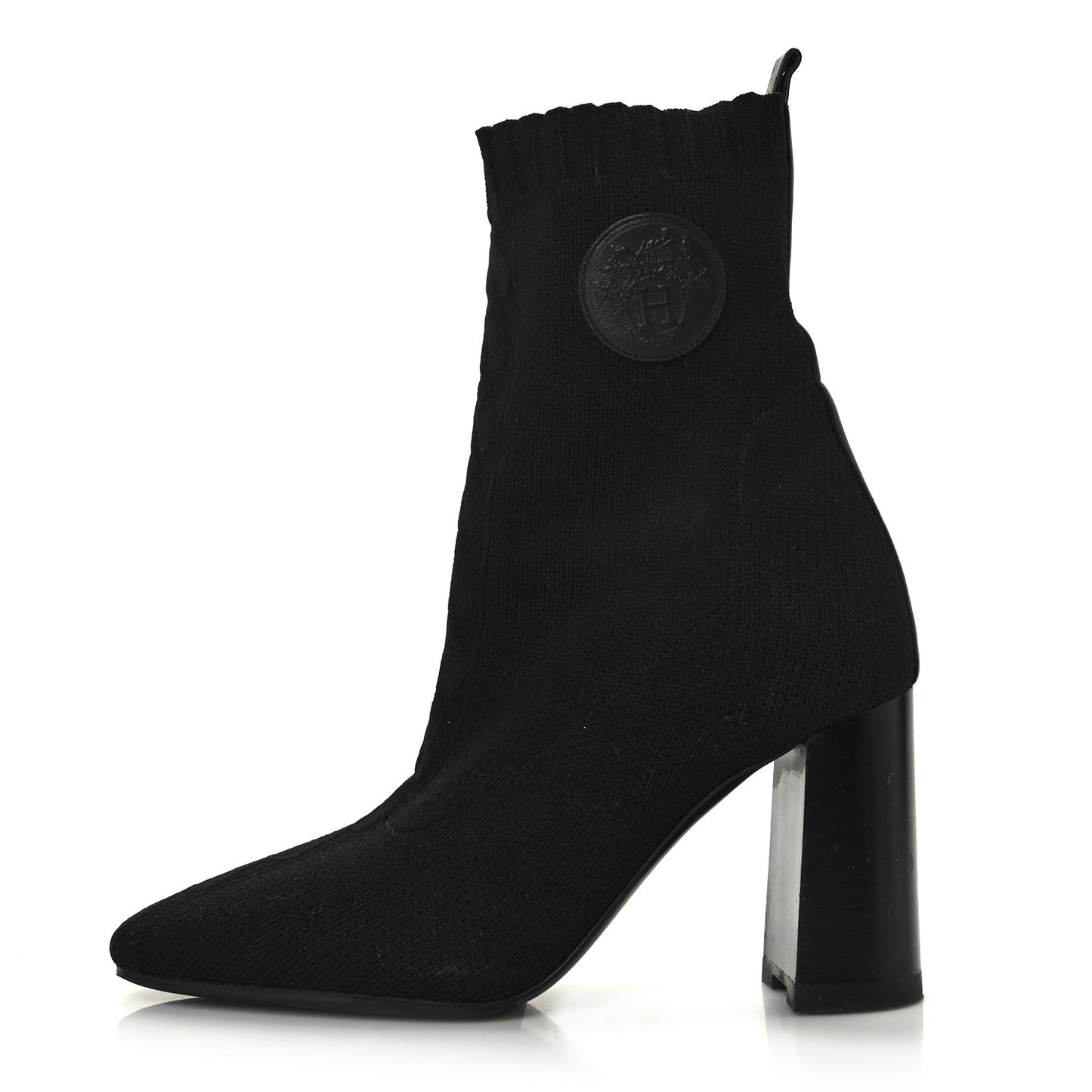 Knit Calfskin Volver 90 Ankle Boots 37 Black