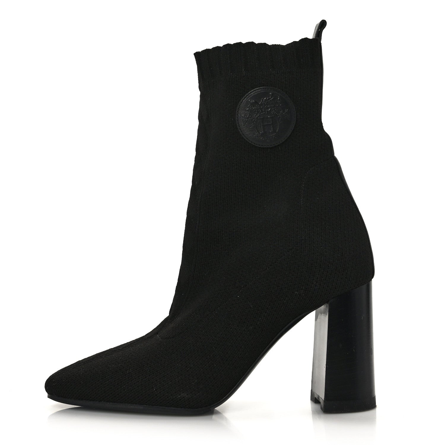 Hermes Knit Calfskin Volver 90 Ankle Boots 37 Black 1 of 7