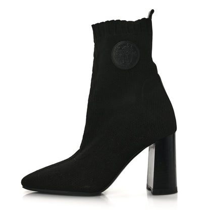 Hermes Knit Calfskin Volver 90 Ankle Boots 37 Black 1 of 7