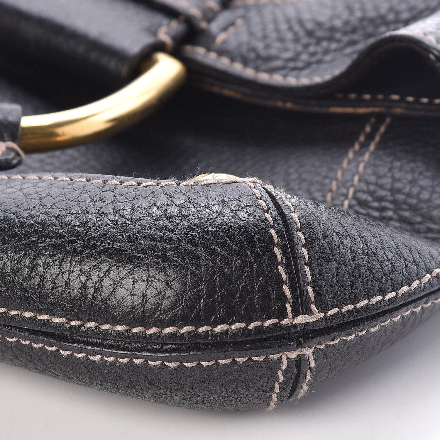 Dolce & Gabbana Grained Calfskin D Ring Shoulder Bag Black 9 of 9
