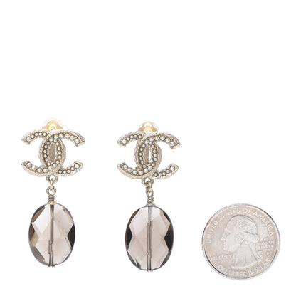 Chanel Pearl Crystal CC Dangle Clip On Earrings Light Gold 2 of 4