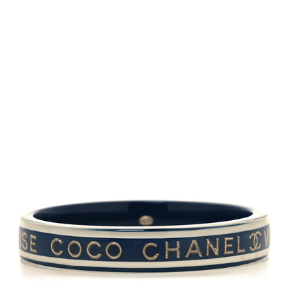 Chanel Resin Logo Bangle Bracelet White Blue 1 of 4
