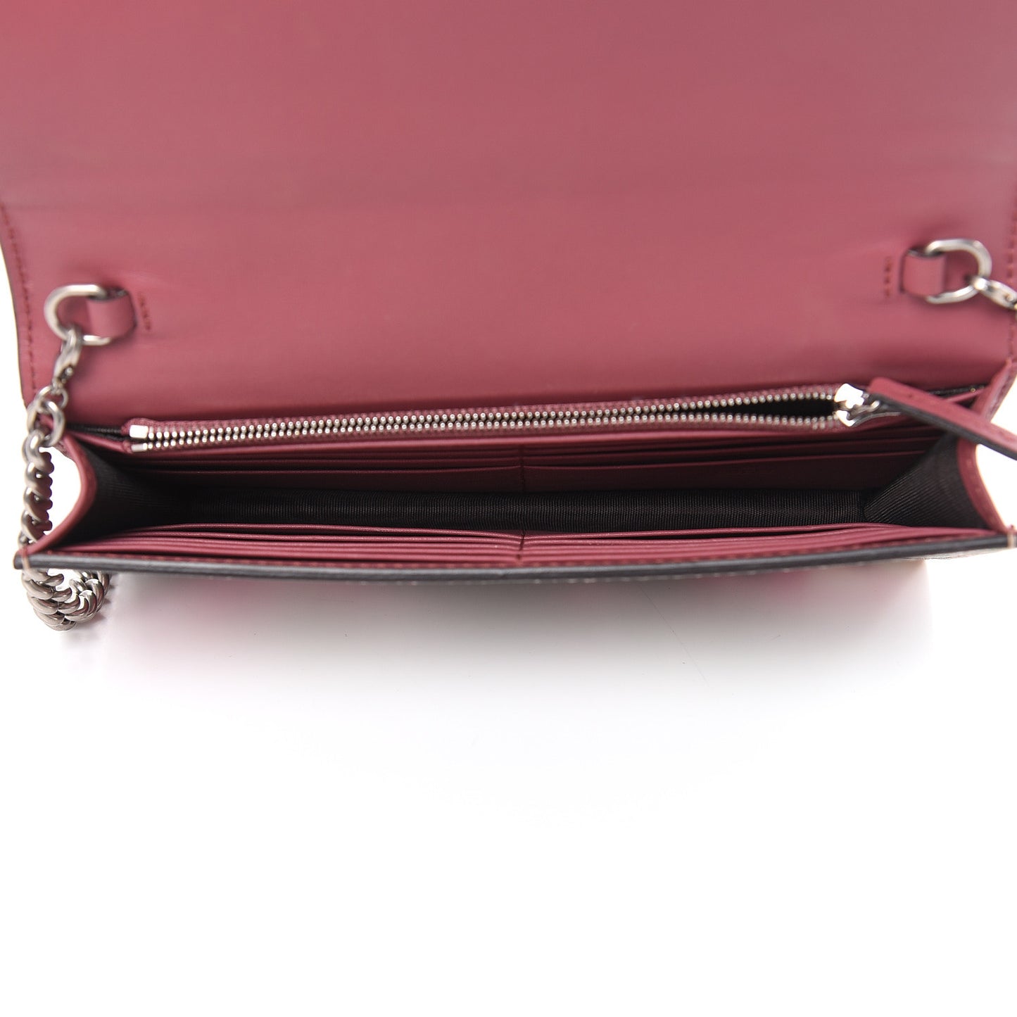 GG Supreme Monogram Blooms Chain Wallet Beige Multicolor Dry Rose