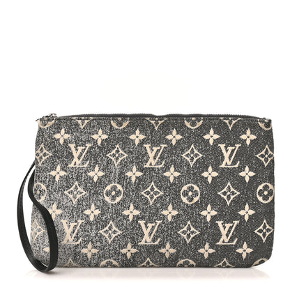 Louis Vuitton Denim Monogram Jacquard Neverfull MM GM Pochette Gray 1 of 8