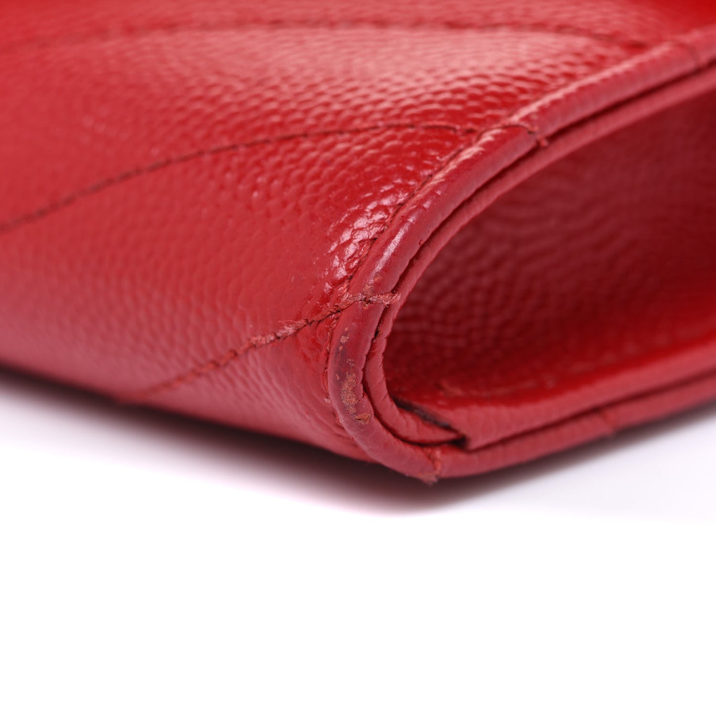 Grain De Poudre Matelasse Chevron Small Monogram Envelope Wallet Rouge Eros