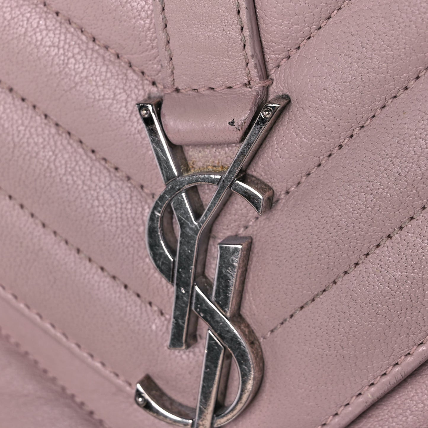 Sheepskin Matelasse Chevron Monogram Medium College Bag Rose Poudre