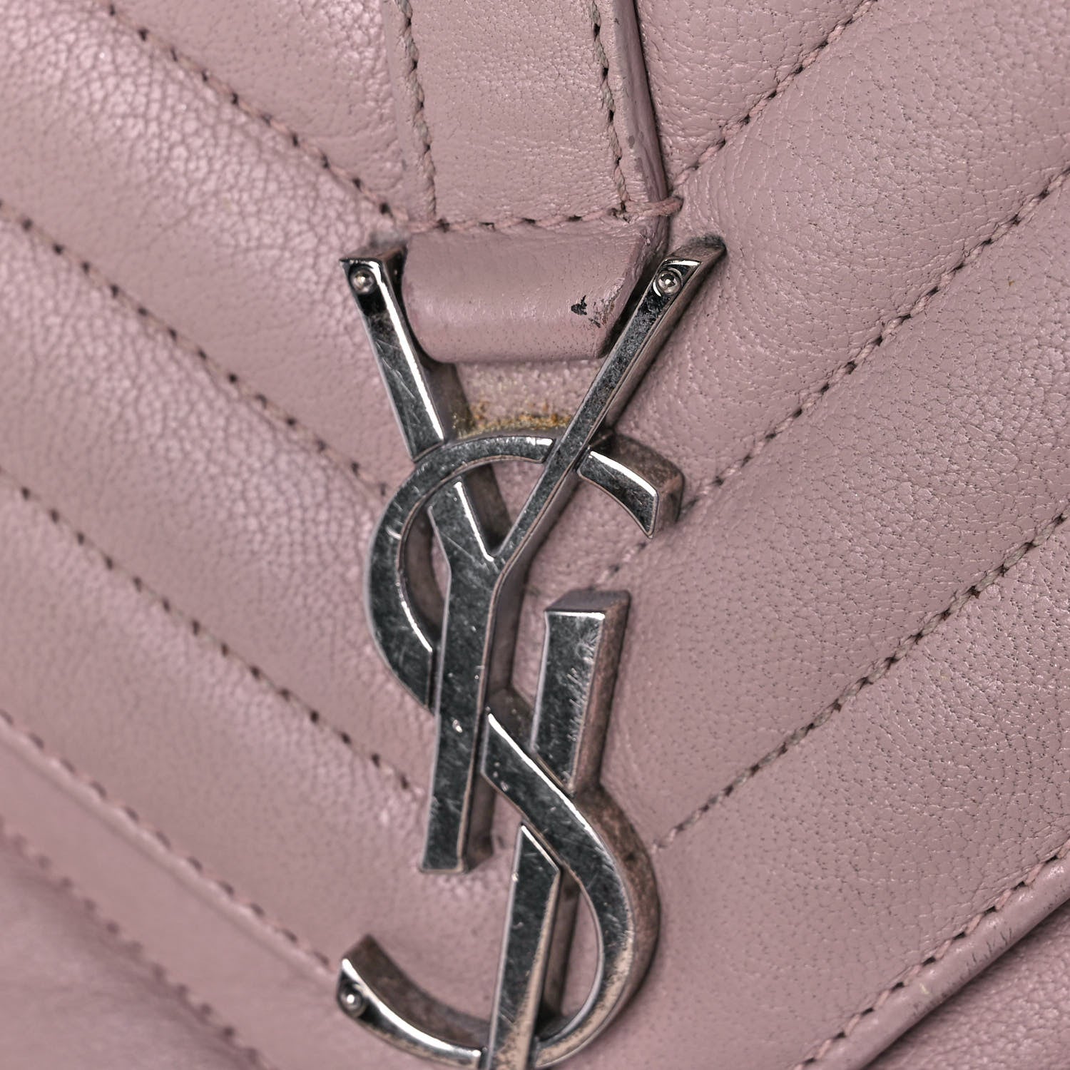 Saint Laurent Sheepskin Matelasse Chevron Monogram Medium College Bag Rose Poudre 19 of 19
