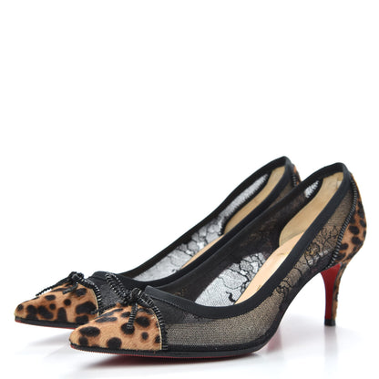 Christian Louboutin Pony Hair Lace Leopard Souris 70 Pumps 37.5 Black 3 of 10