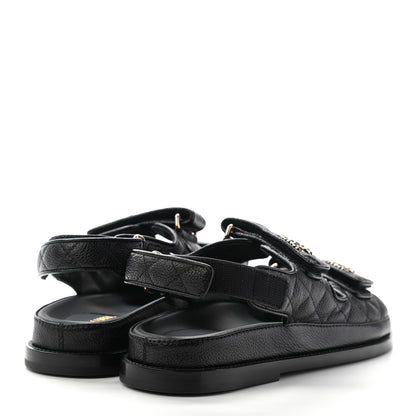 Chanel Grained Calfskin Velcro Dad Sandals 37 Black 4 of 9