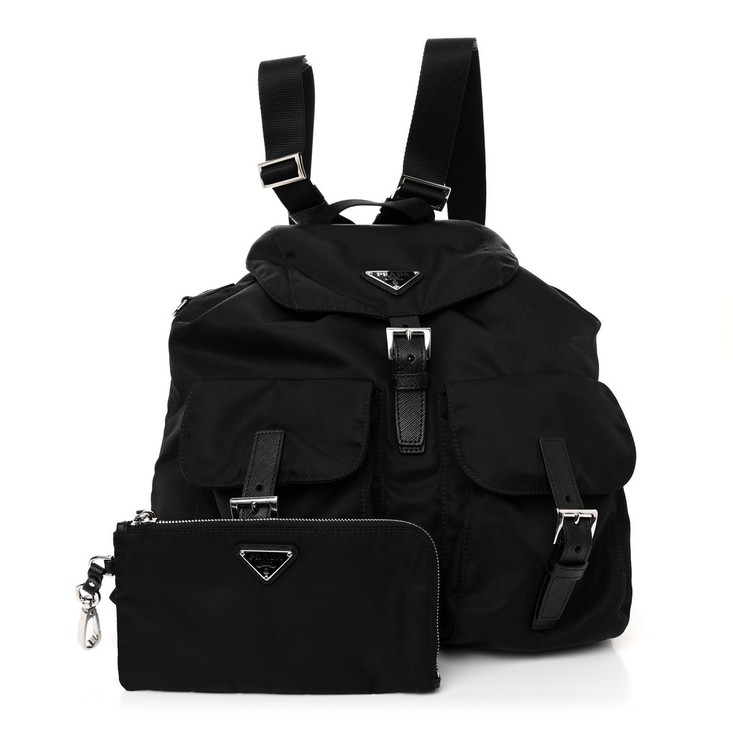 Re-Nylon Saffiano Medium Backpack Black