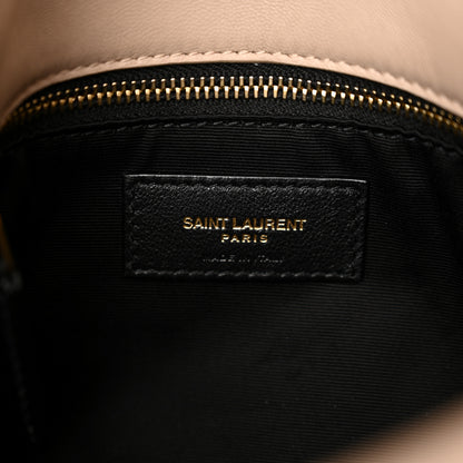 Saint Laurent Lambskin Quilted Medium Loulou Puffer Monogram Chain Satchel Dark Beige 6 of 10