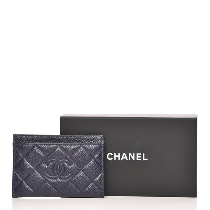 Chanel Caviar Quilted Diamond CC Card Holder Dark Navy 9 of 9