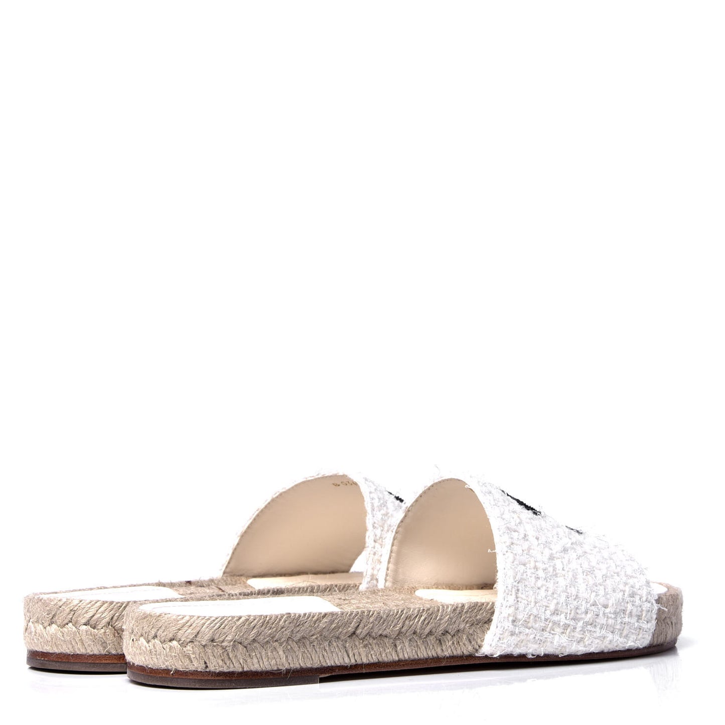 Tweed Grosgrain CC Mule Slide 38 White Black