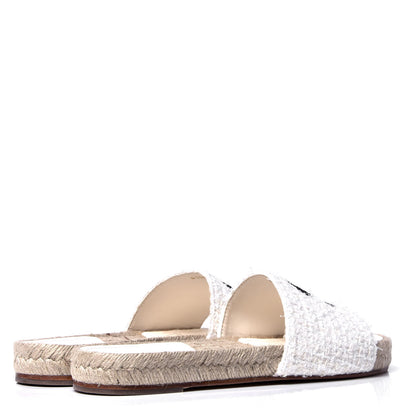 Chanel Tweed Grosgrain CC Mule Slide 38 White Black 3 of 6