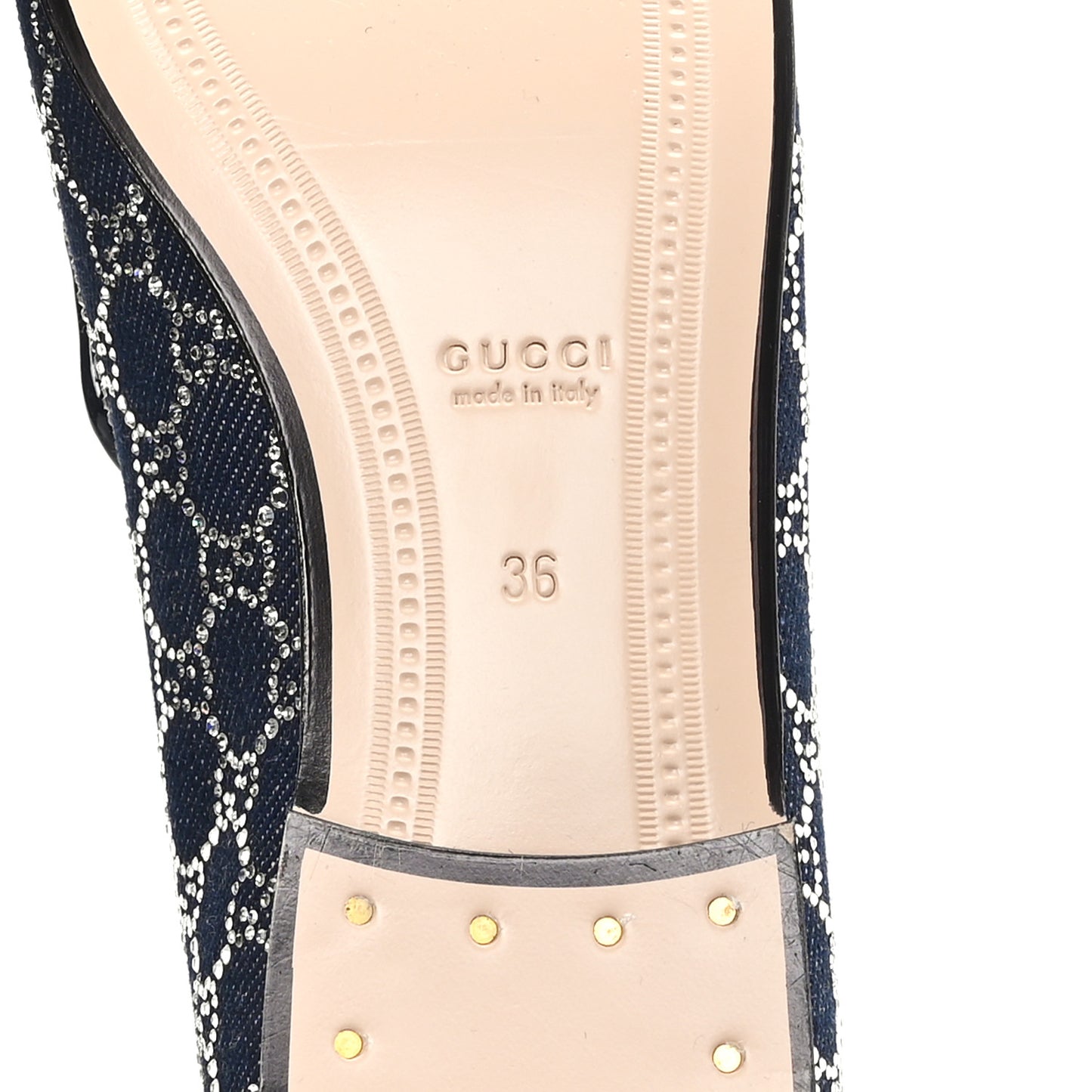 New Denim Crystal GG Monogram Womens 1953 Horsebit Jordaan Loafer 36 Blue