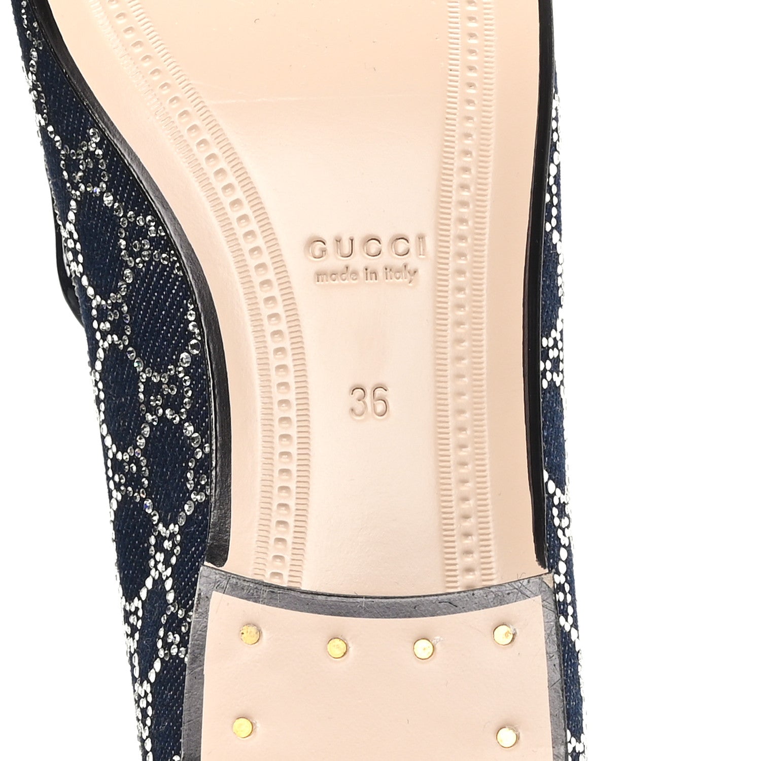 Gucci New Denim Crystal GG Monogram Womens 1953 Horsebit Jordaan Loafer 36 Blue 7 of 10