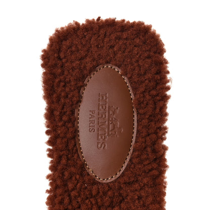 Hermes Woolskin Oran Sandals 37 Cognac 7 of 8